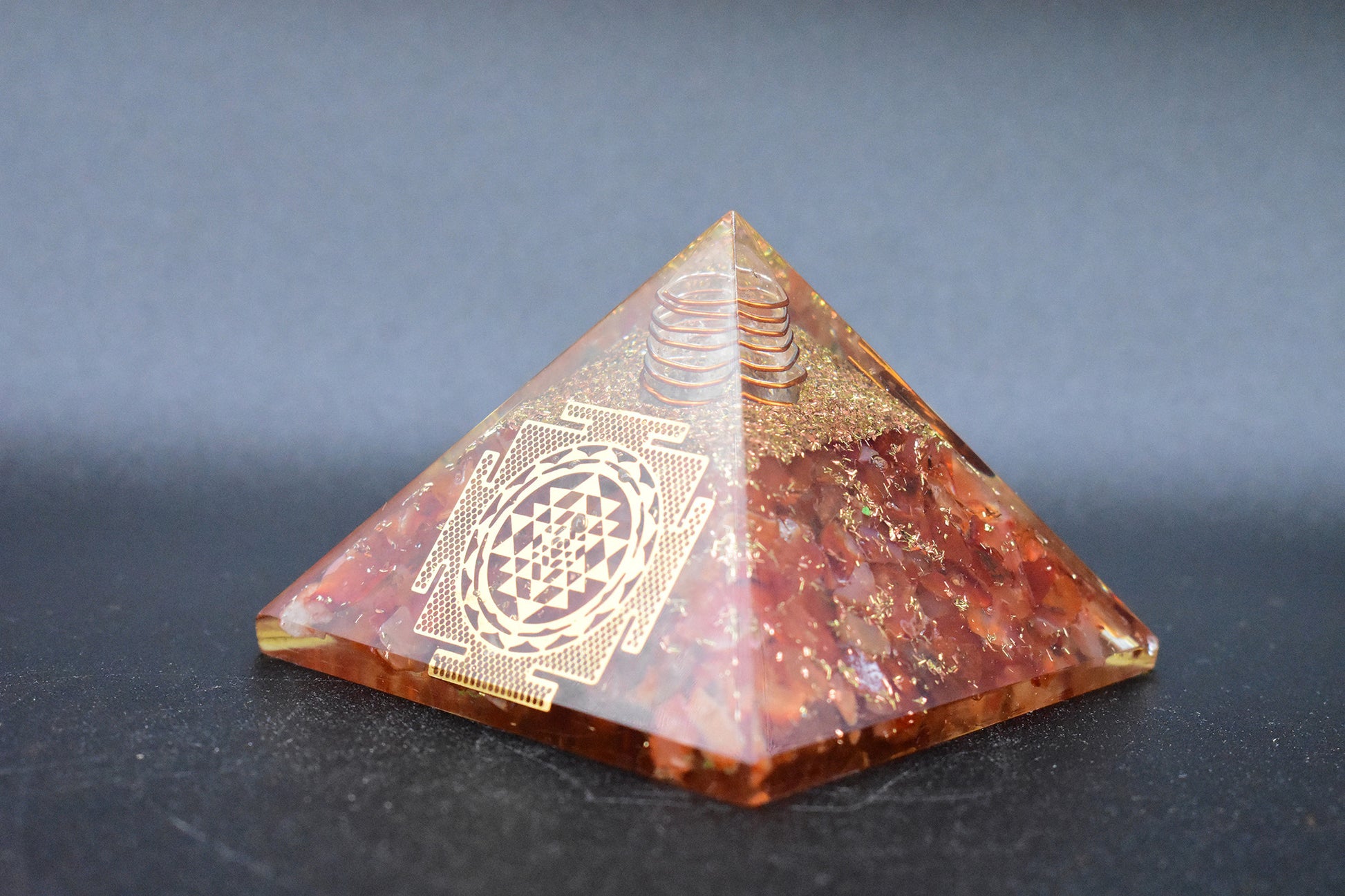 Carnelian Small Pyramid Yin Yang Symbol