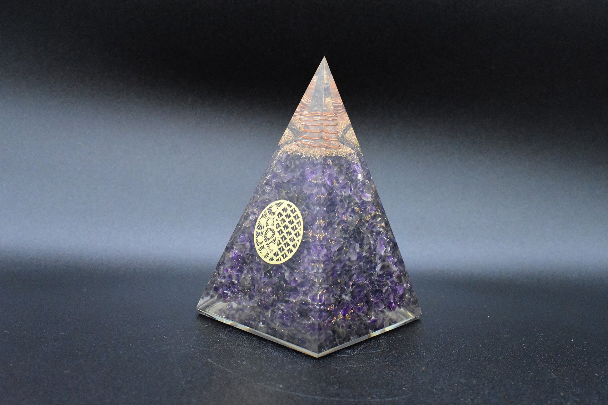 Amethyst Large Pyramid Sacred Geometry Yin Yang Symbol