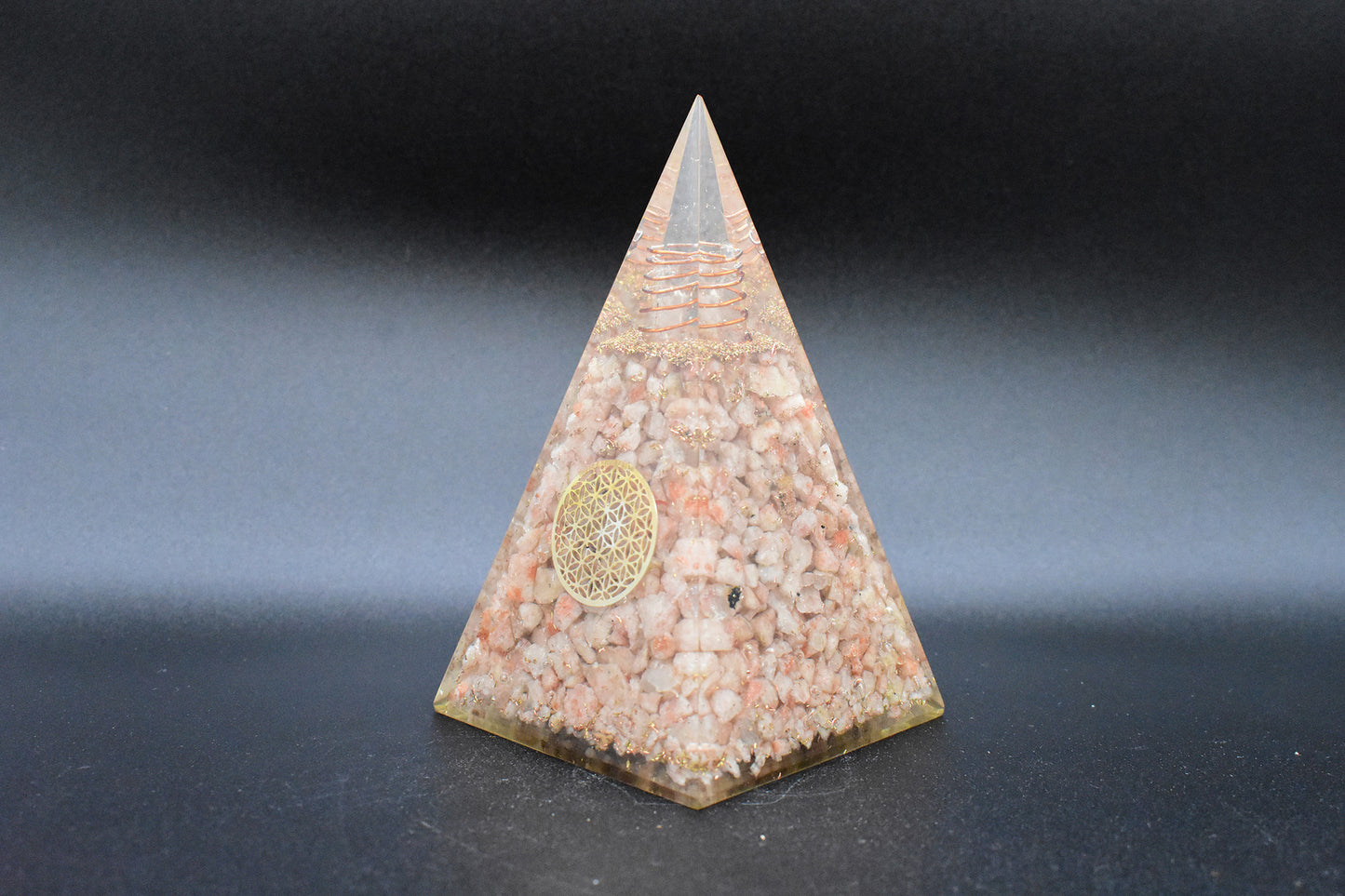 Sunstone Large Pyramid Flower of Life Symbol