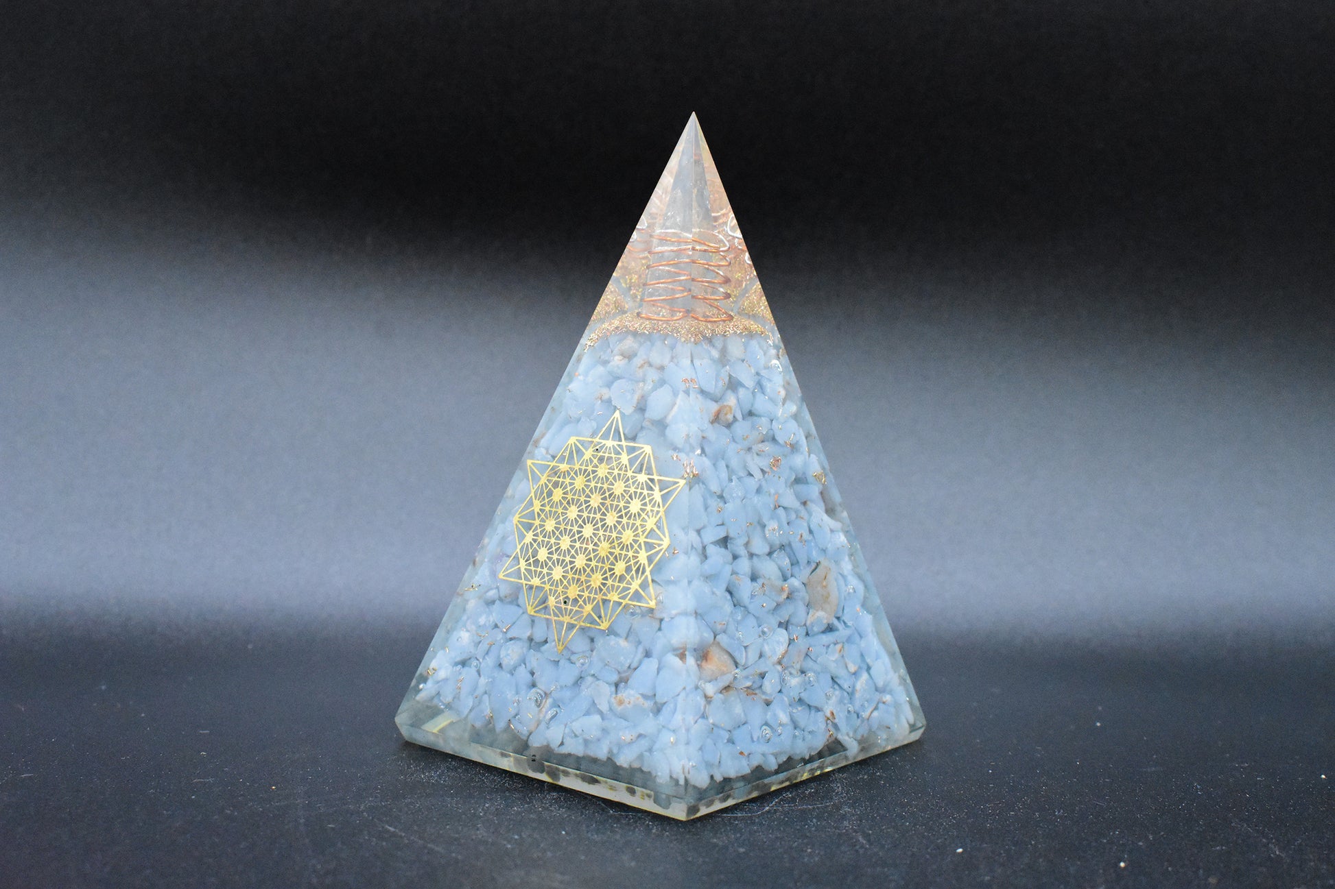 Blue Lace Agate Large Pyramid Sacred Geometry Symbol