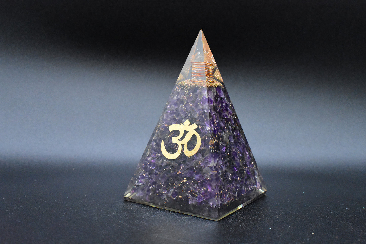 Amethyst Large Pyramid Sacred Geometry OM Symbol