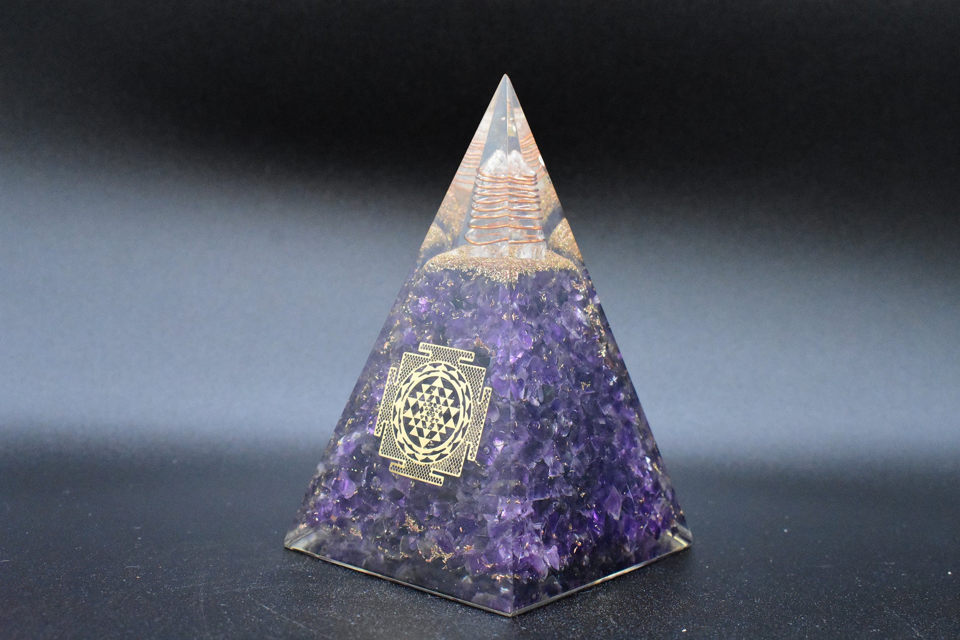 Amethyst Large Pyramid Sacred Geometry Yantra Symbol