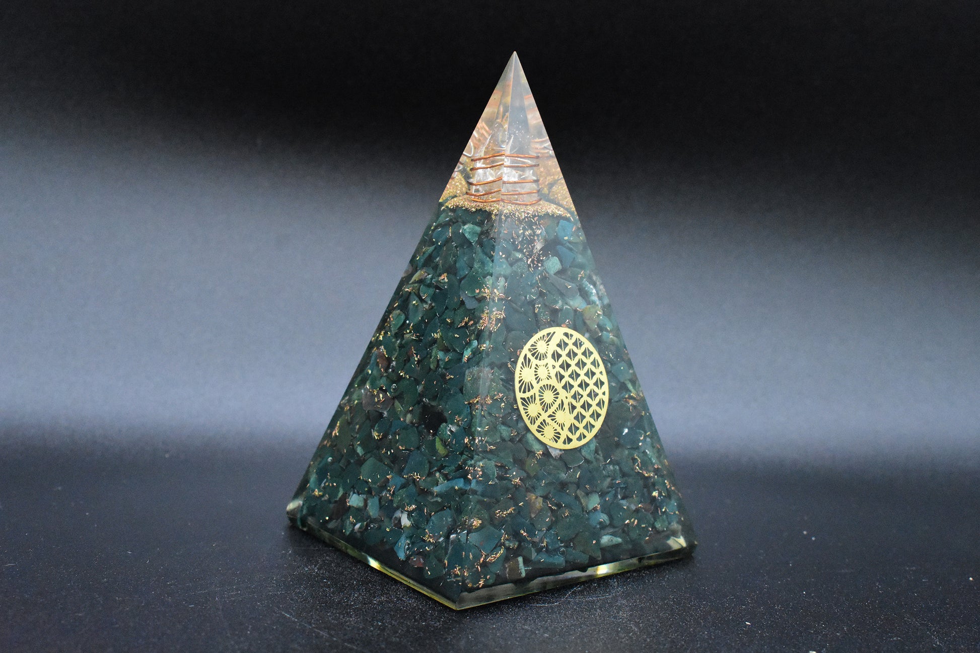Fuchsite Large Pyramid Sacred Geometry Yin Yang Symbol