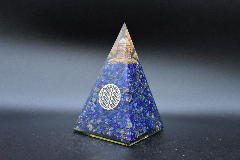 Lapis Lazuli Large Pyramid Flower of Life Symbol