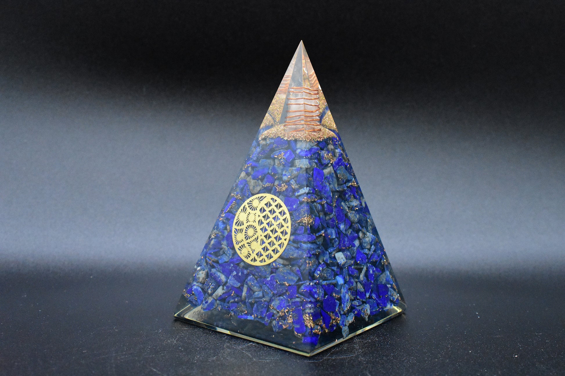 Lapis Lazuli Large Pyramid Sacred Geometry Yin Yang Symbol