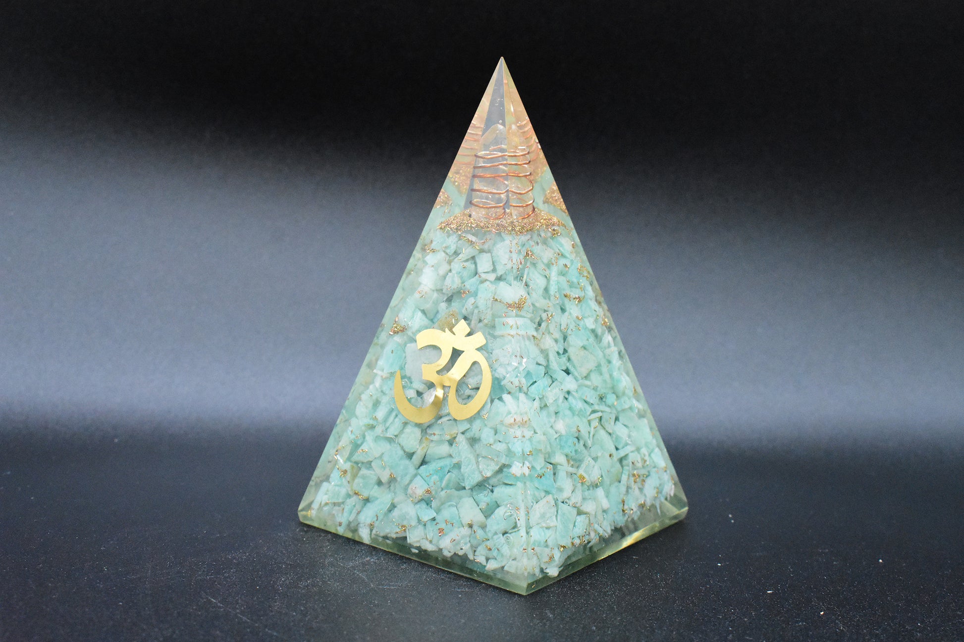 Amazonite Large Pyramid OM Symbol