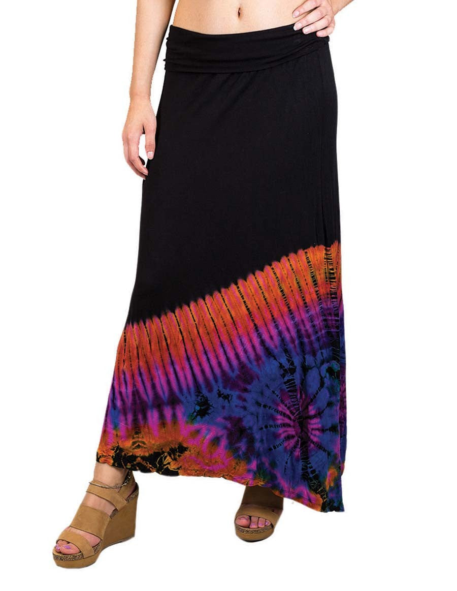 HALF TIE DYE MAXI SKIRT PURPLE