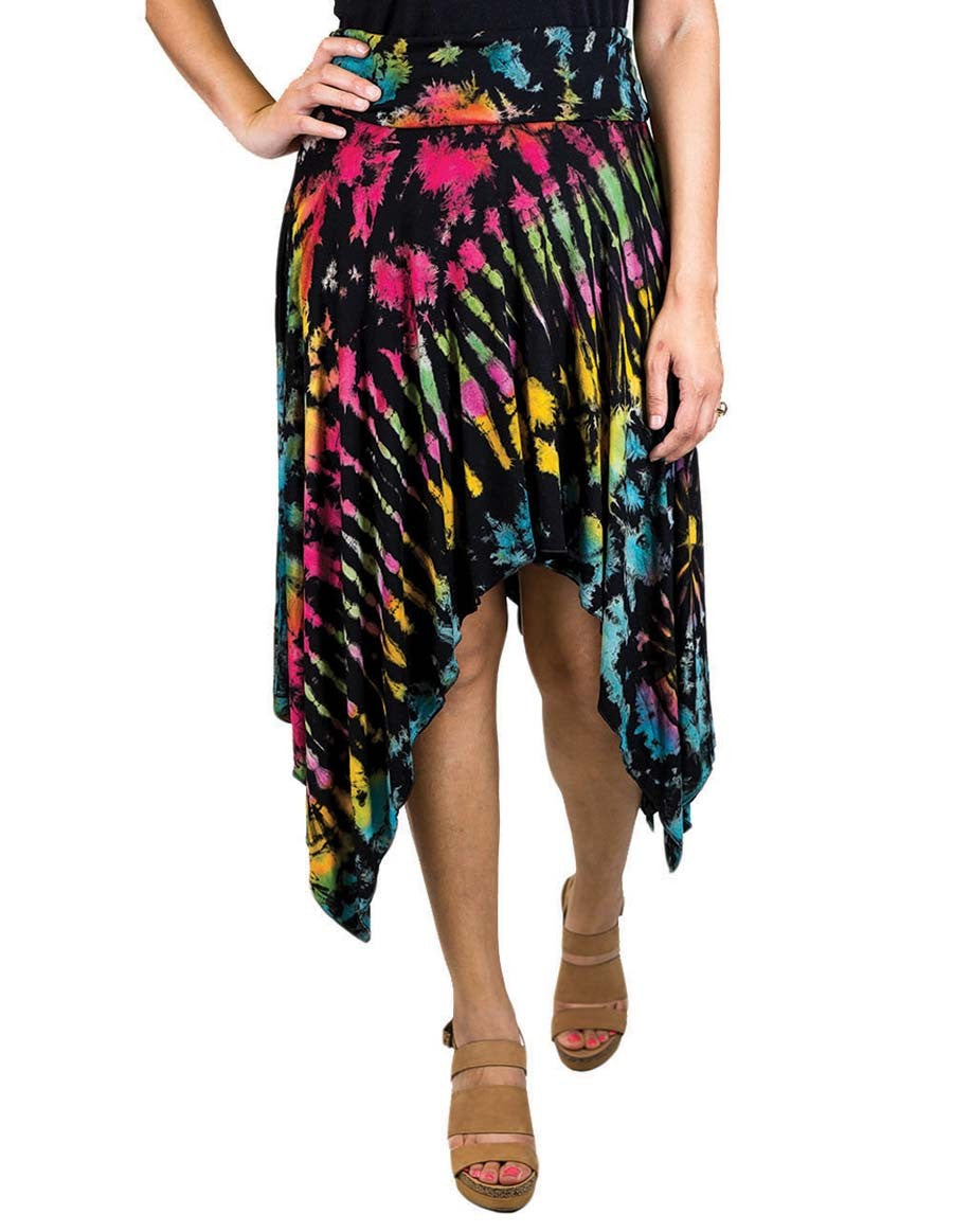 KERCHIEF TIE DYE SKIRT BLACK