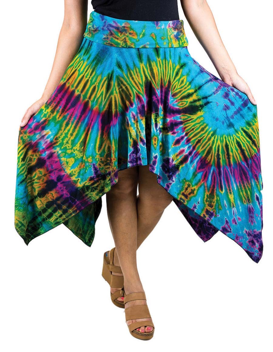 KERCHIEF TIE DYE SKIRT TURQUOISE