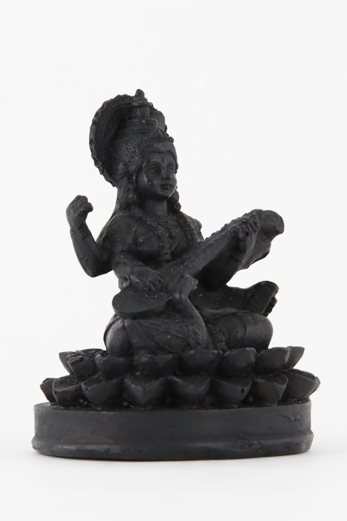 GODDESS SARASWATI STATUE DARK SMALL SIZE SIDE VIEW