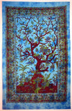 SPRING TREE OF LIFE TAPESTRY TIGHT WEAVE TURQUOISE