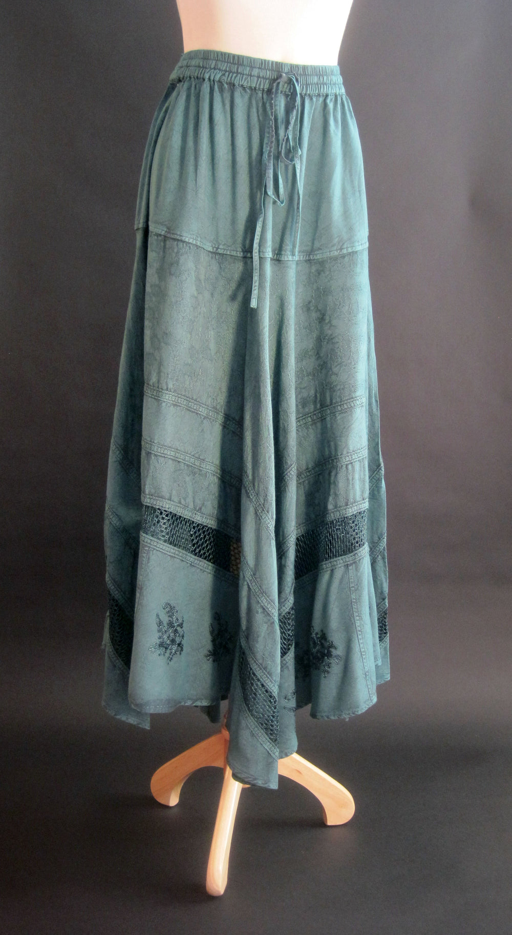 SOLID RAYON FLAIR SKIRT TEALISH GREEN