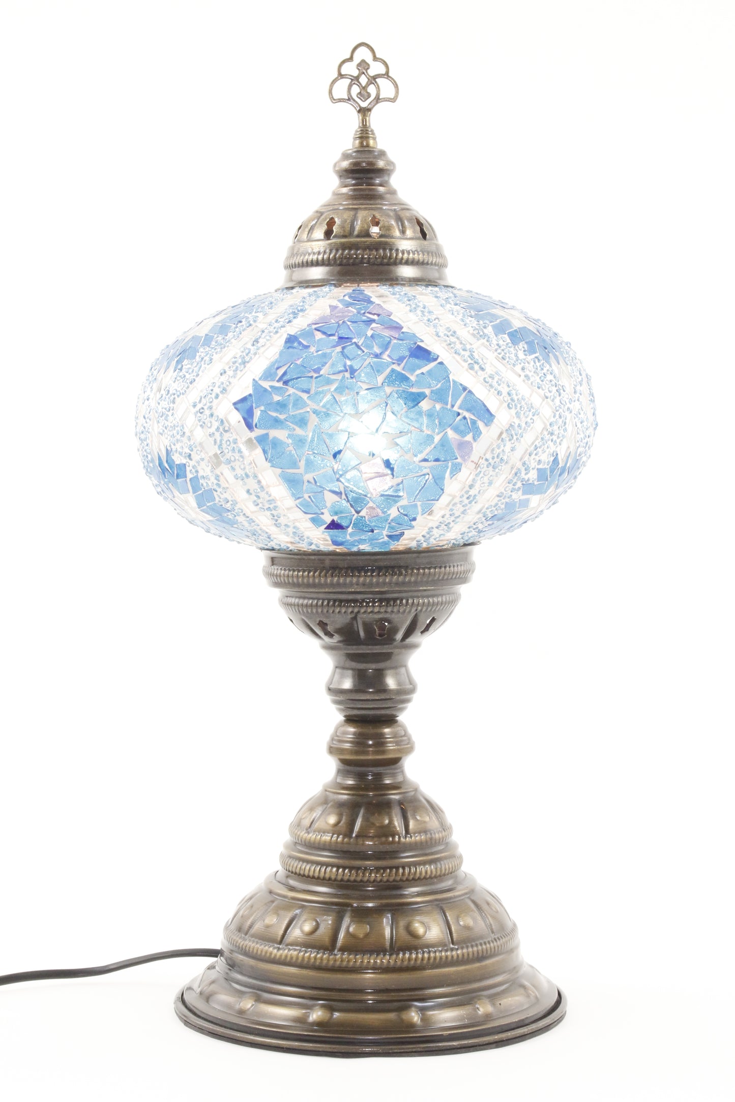 TURKISH MOSAIC TABLE LAMP MB4 BLUE-TURNED ON