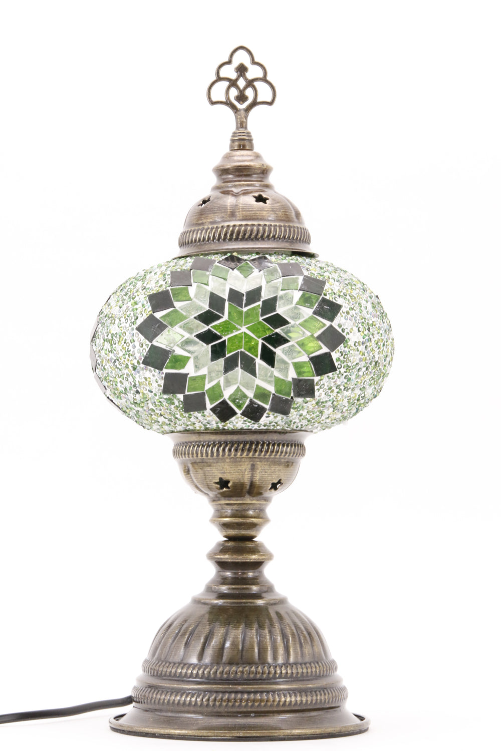 TURKISH MOSAIC TABLE LAMP MB3 GREEN-TURNED OFF