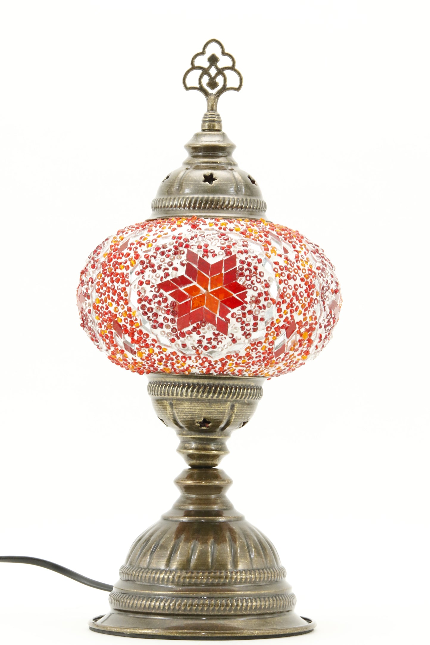 TURKISH MOSAIC TABLE LAMP MB3 ORANGE-TURNED OFF