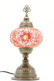 TURKISH MOSAIC TABLE LAMP MB3 ORANGE-TURNED ON