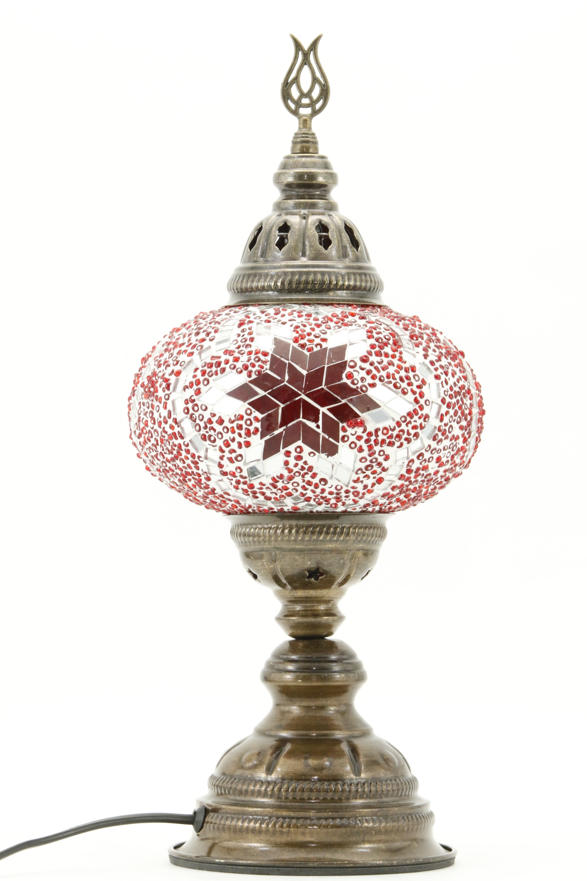 TURKISH MOSAIC TABLE LAMP MB3 RED-TURNED OFF