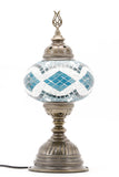 TURKISH MOSAIC TABLE LAMP MB3 TEAL-TURNED OFF