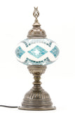 TURKISH MOSAIC TABLE LAMP MB3 TEAL-TURNED ON