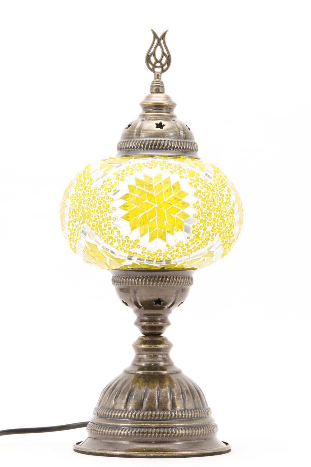 TURKISH MOSAIC TABLE LAMP MB3 YELLOW-TURNED OFF