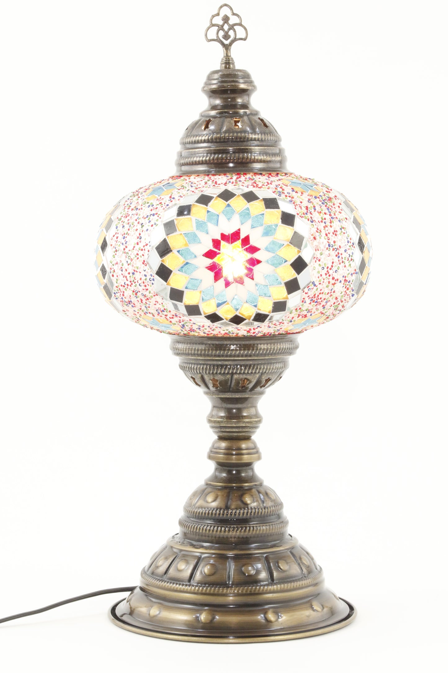 TURKISH MOSAIC TABLE LAMP MB4 RAINBOW 1-TURNED ON
