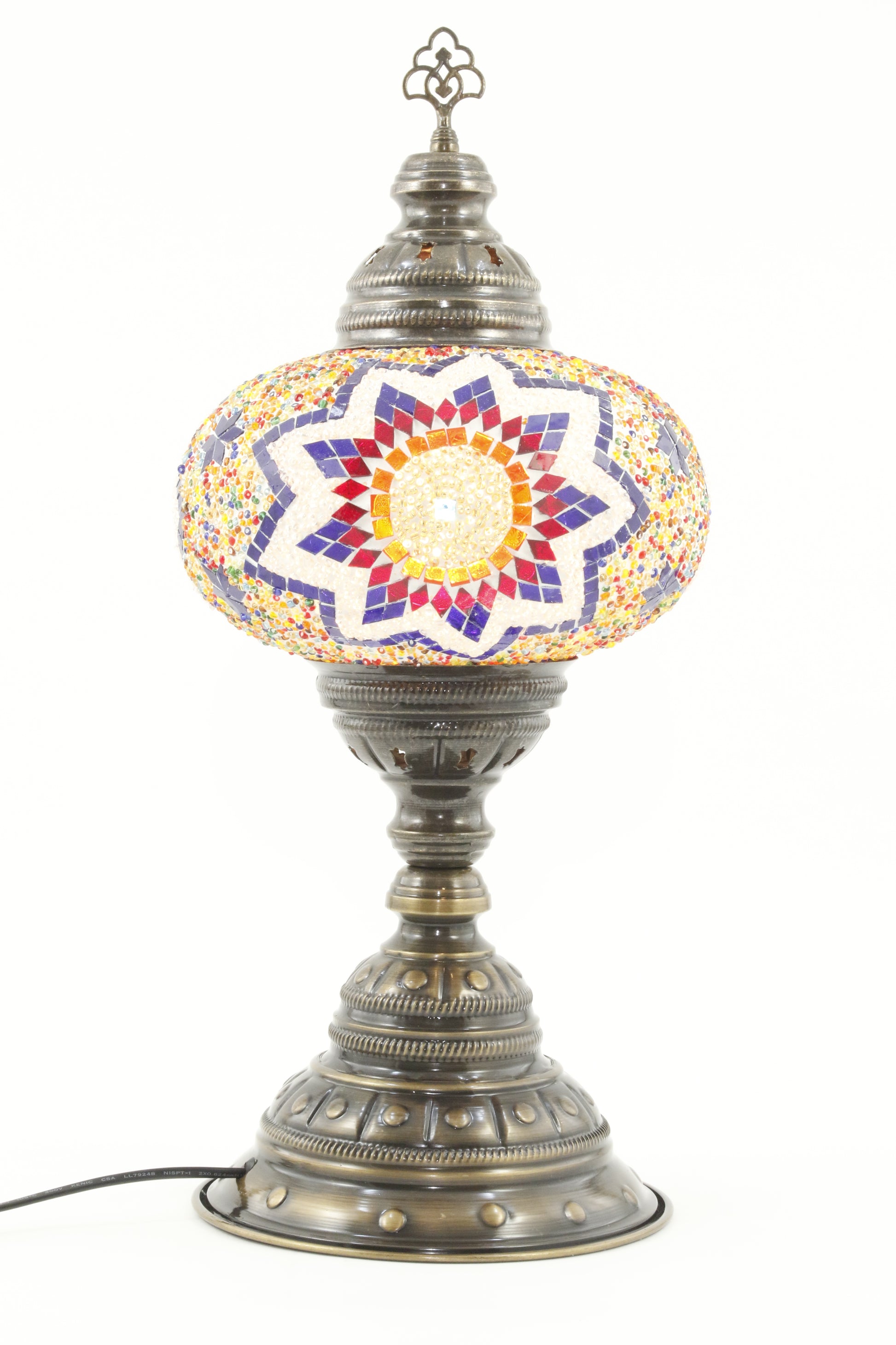 TURKISH MOSAIC TABLE LAMP MB4 RAINBOW 2-TURNED ON