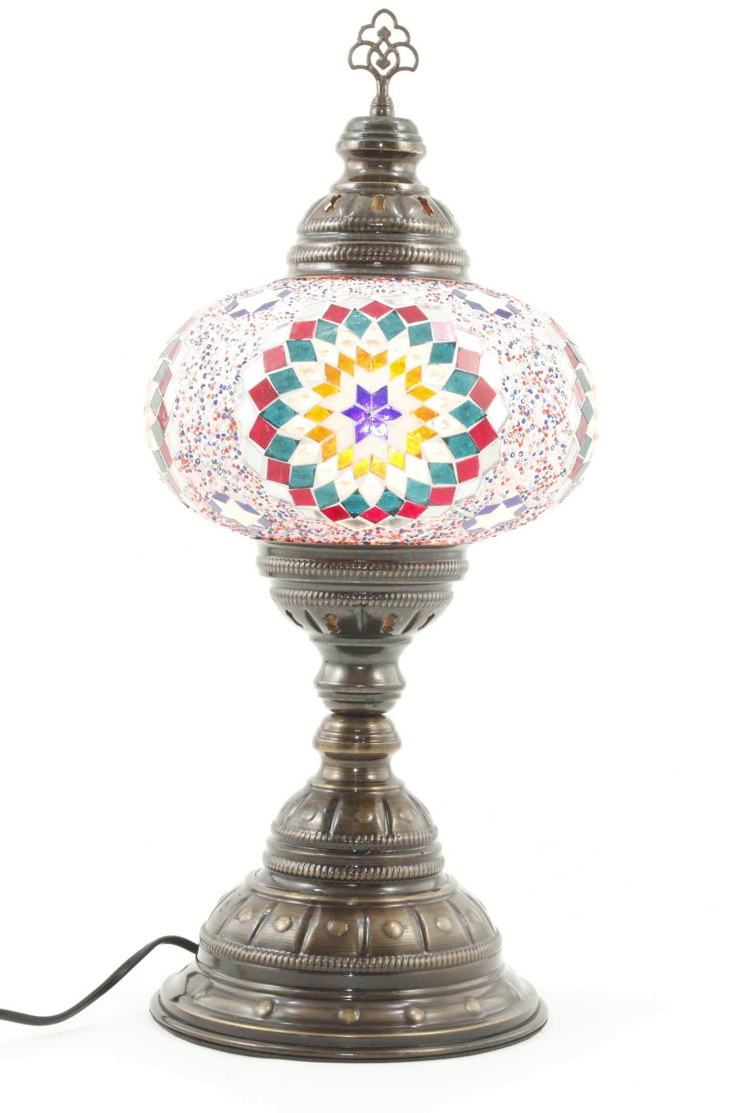 TURKISH MOSAIC TABLE LAMP MB4 RAINBOW 3-TURNED ON