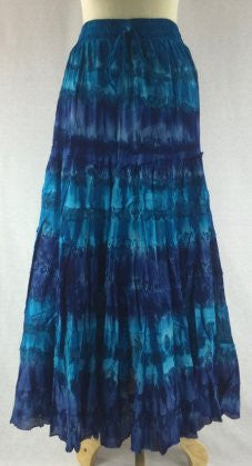 TIE DYE RUFFLE SKIRT BLUE HUES