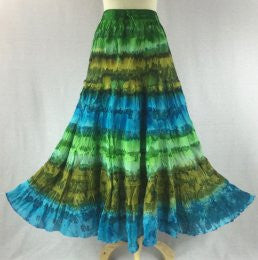 TIE DYE RUFFLE SKIRT DOUBLE FLAIR DETAIL