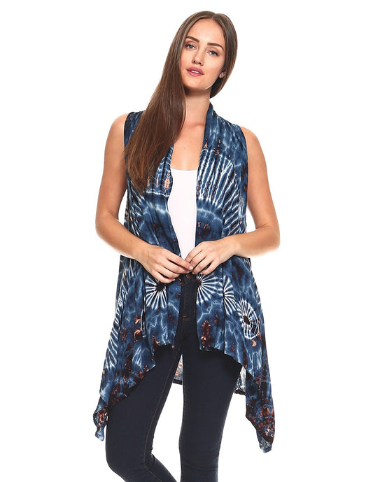 TIE DYE RAYON VEST BLUE