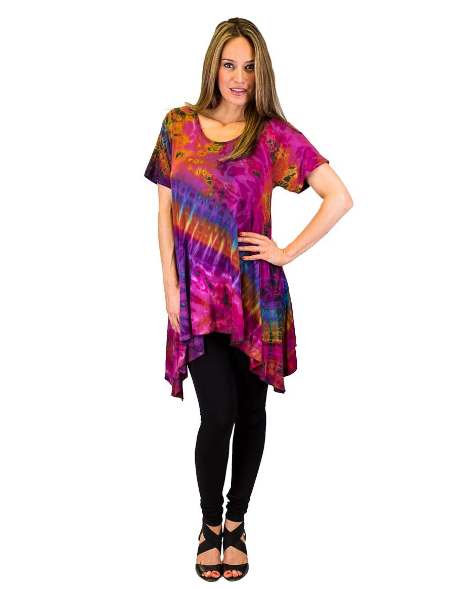 TIE DYE TUNIC TOP SIDE SAIL PURPLE