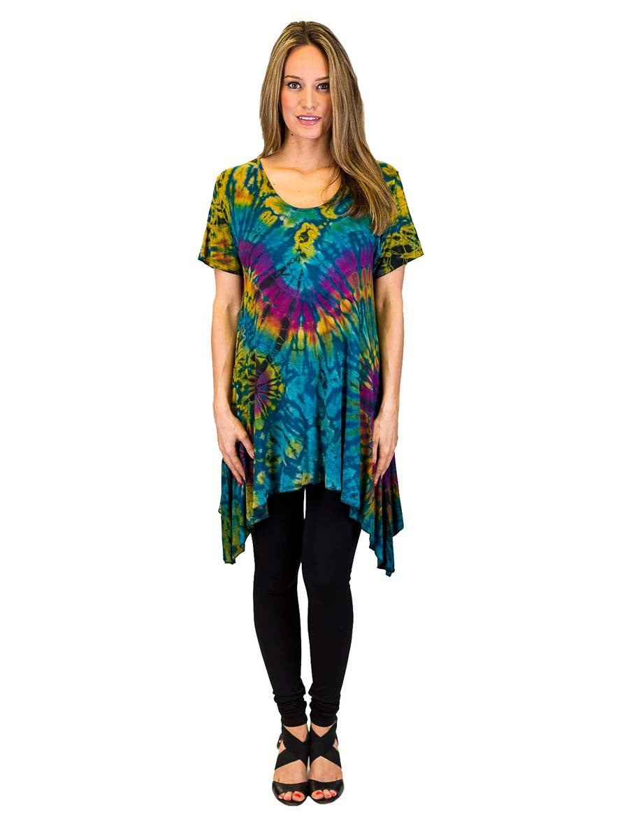 TIE DYE TUNIC TOP SIDE SAIL TEAL