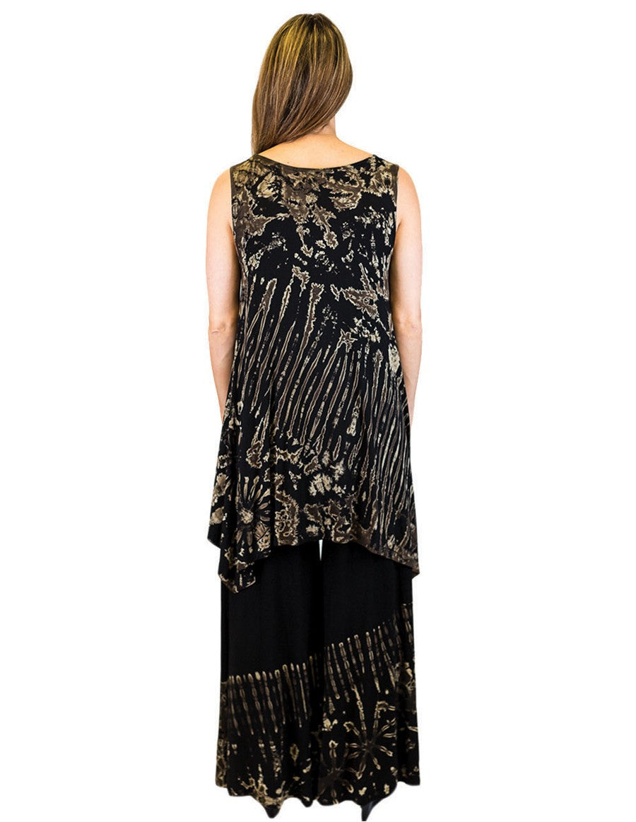 TIE DYE KERCHIEF TOP BLACK AND BEIGE BACK