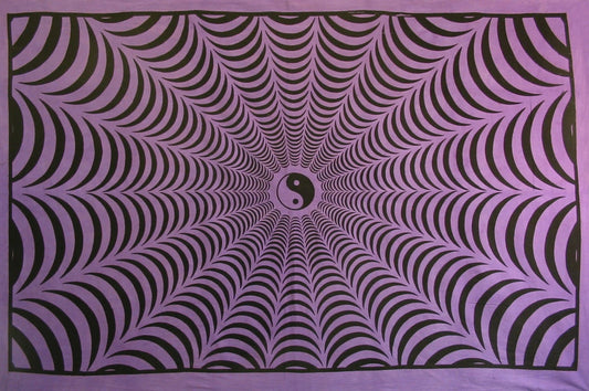 YIN YANG SPIDER WEB TAPESTRY PURPLE