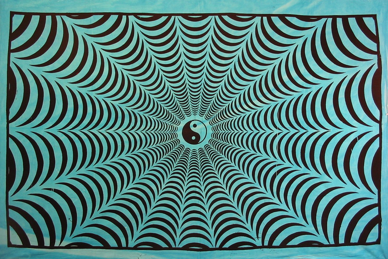 YIN YANG SPIDER WEB TAPESTRY TURQUOISE