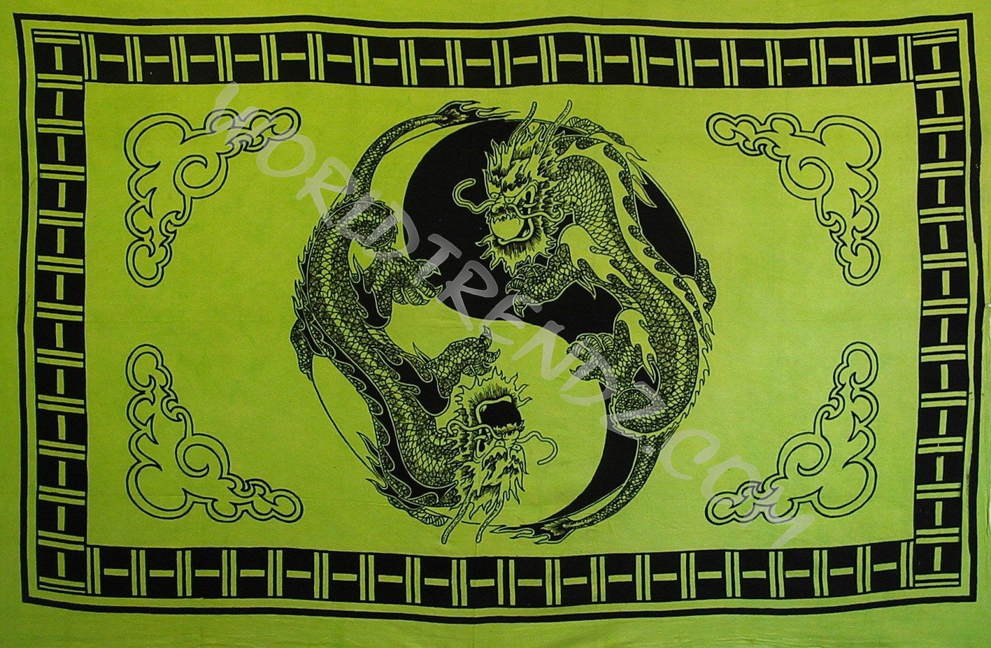 YIN YAG DRAGON NO TASSELS TAPESTRY LIME GREEN