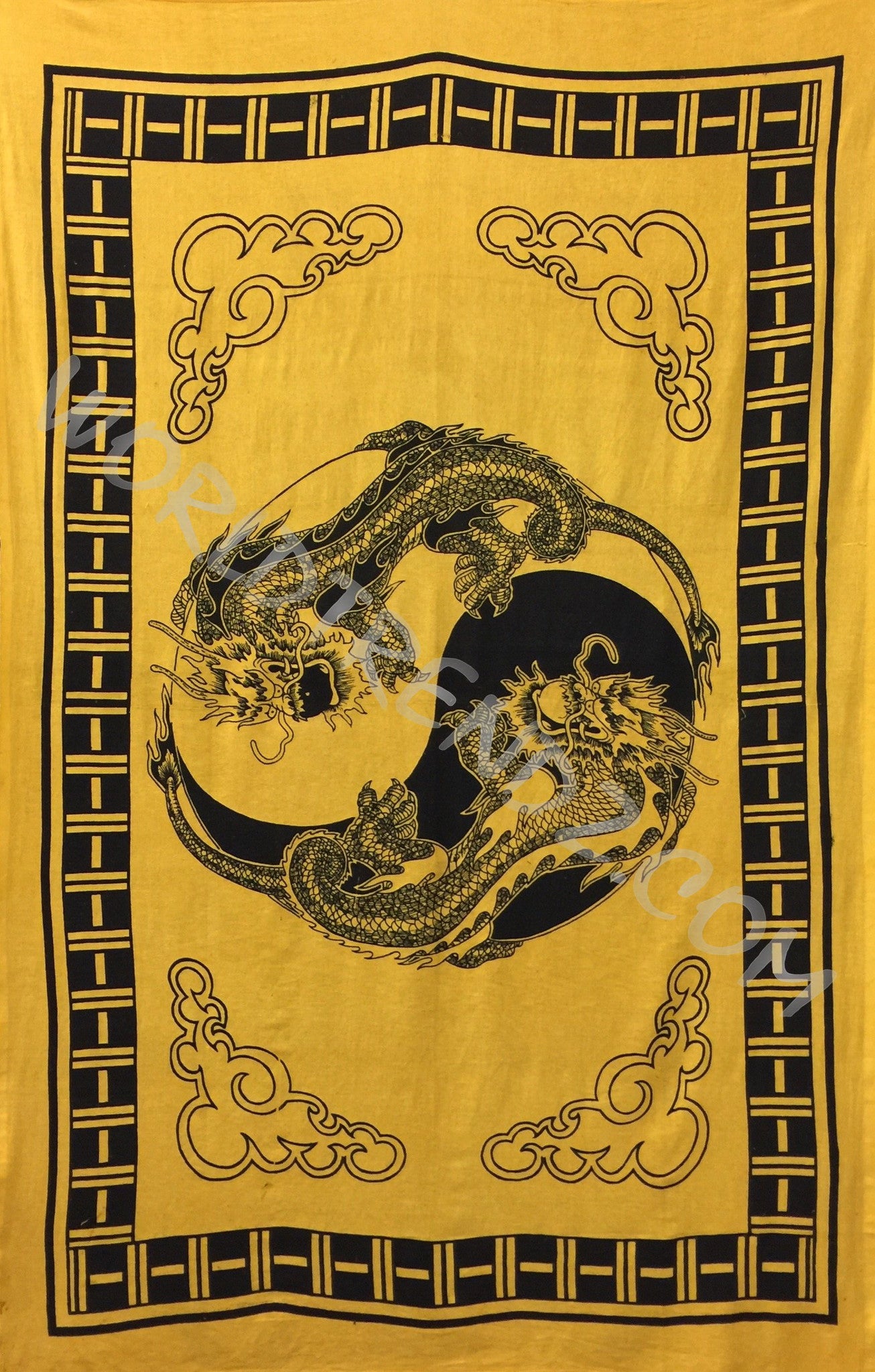 YIN YAG DRAGON NO TASSELS TAPESTRY LIME YELLOW