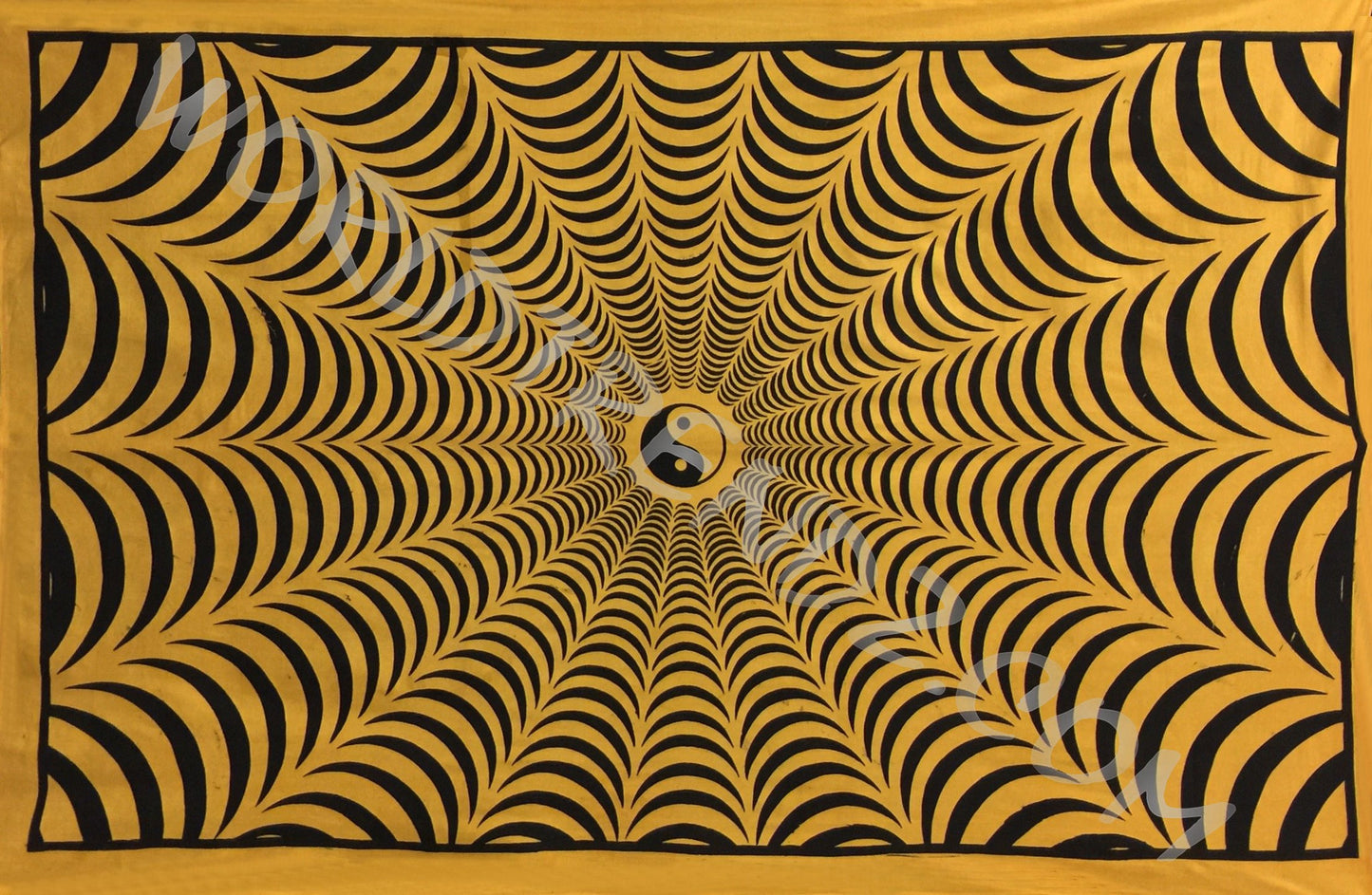 YIN YANG SPIDER WEB TAPESTRY YELLOW