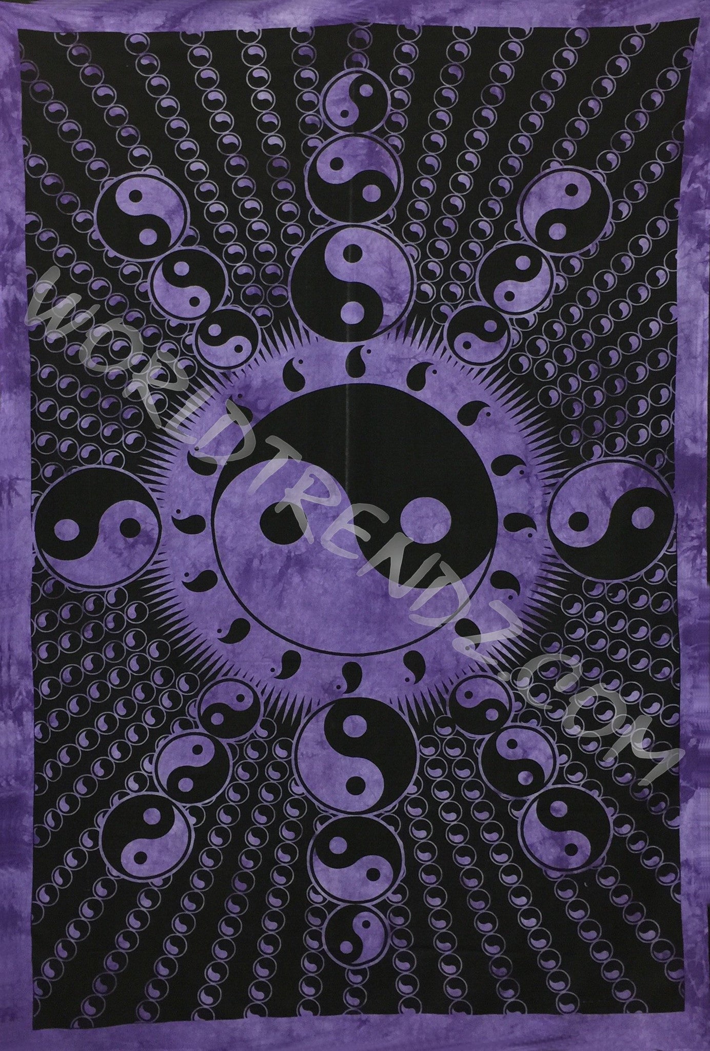 YIN YANG SPIDER WEB TAPESTRY PURPLE