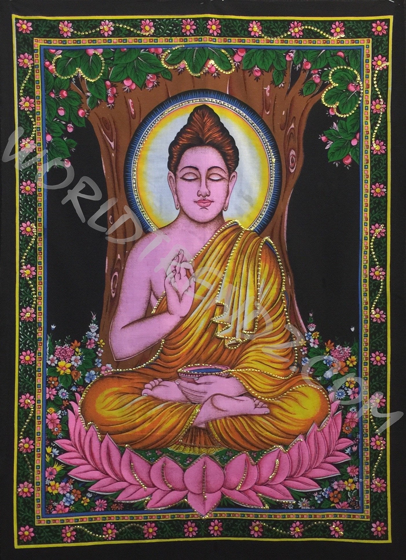 DEITY TAPESTRY SEQUINED BUDDHA BLESSING