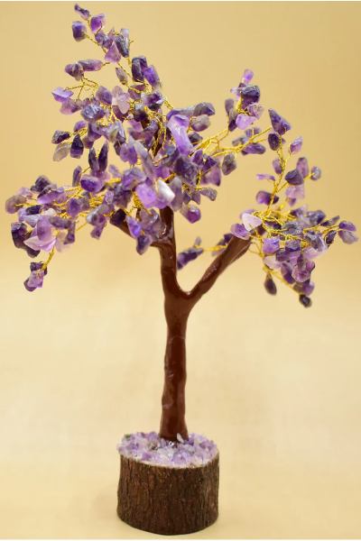 Amethyst Gemstone Tree Wood Base