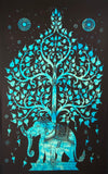 ELEPHANT BODHI TREE POSTER SIZE TURQUOISE