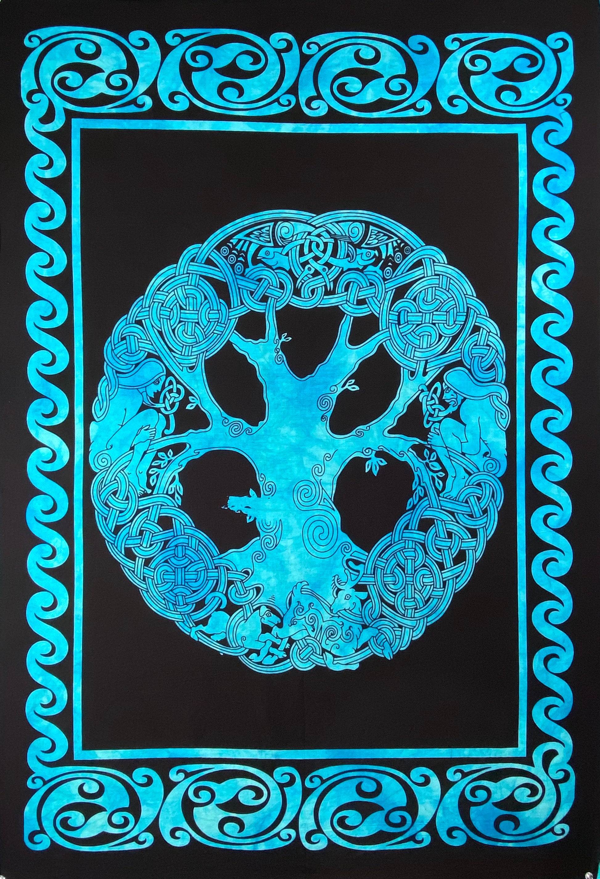 CELTIC TREE OF LIFE TAPESTRY POSTER SIZE TURQUOISE