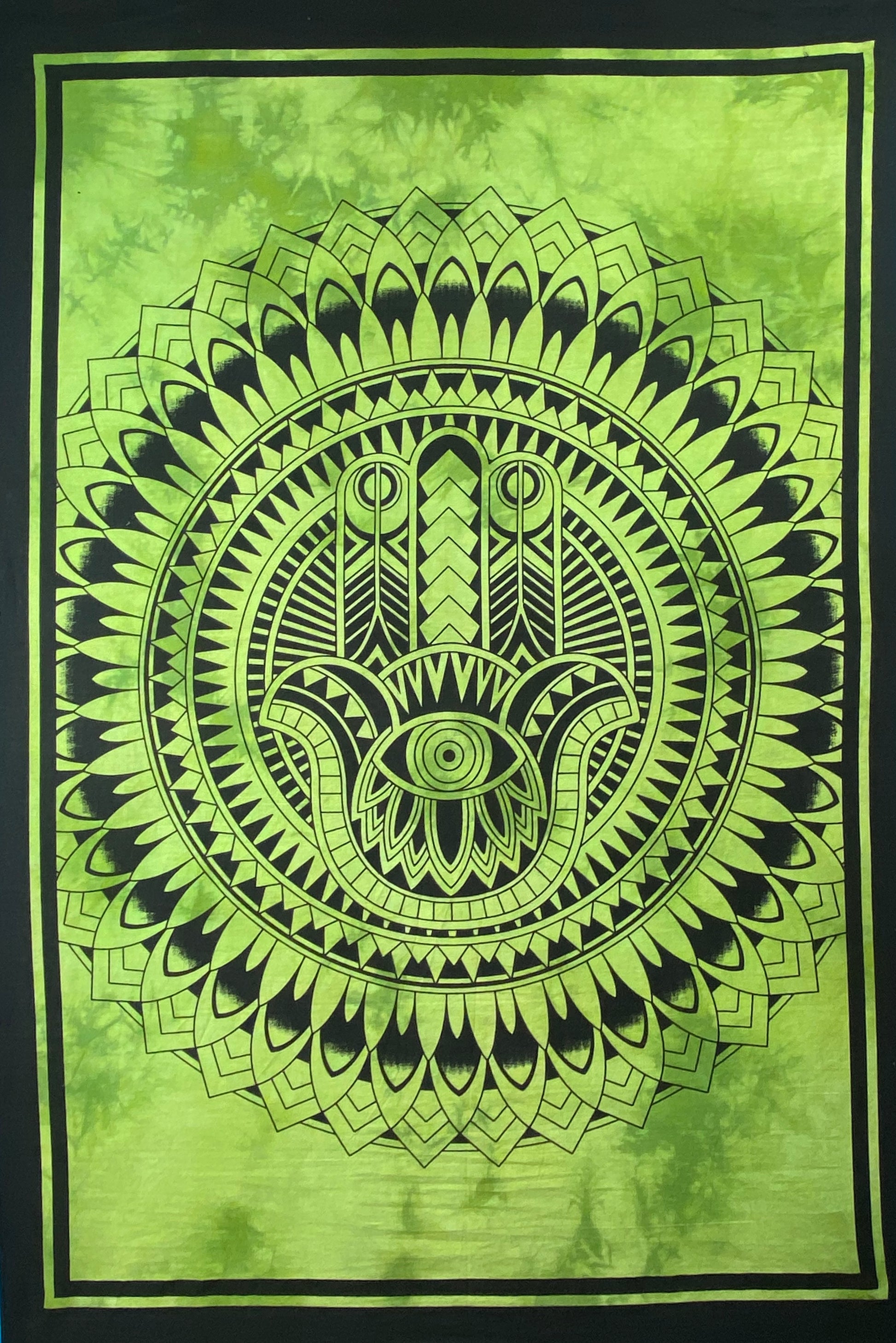 HAMSA HAND TAPESTRY POSTER SIZE GREEN