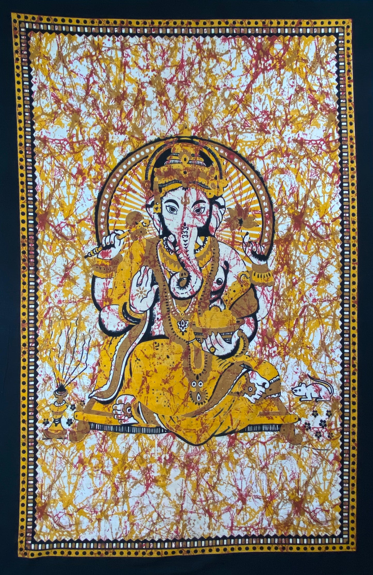 GANESHA TAPESTRY POSTER SIZE YELLOW