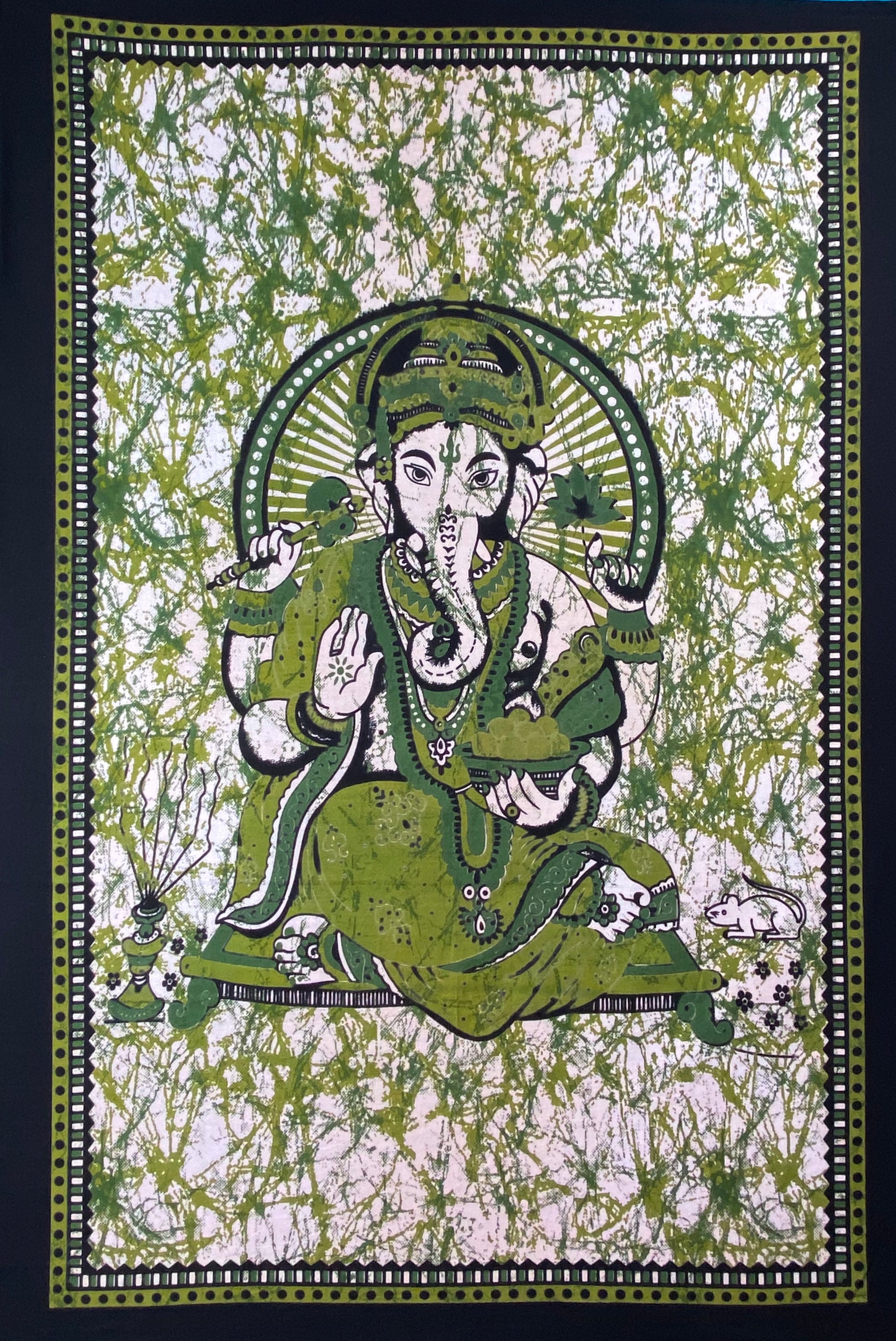 GANESHA TAPESTRY POSTER SIZE GREEN
