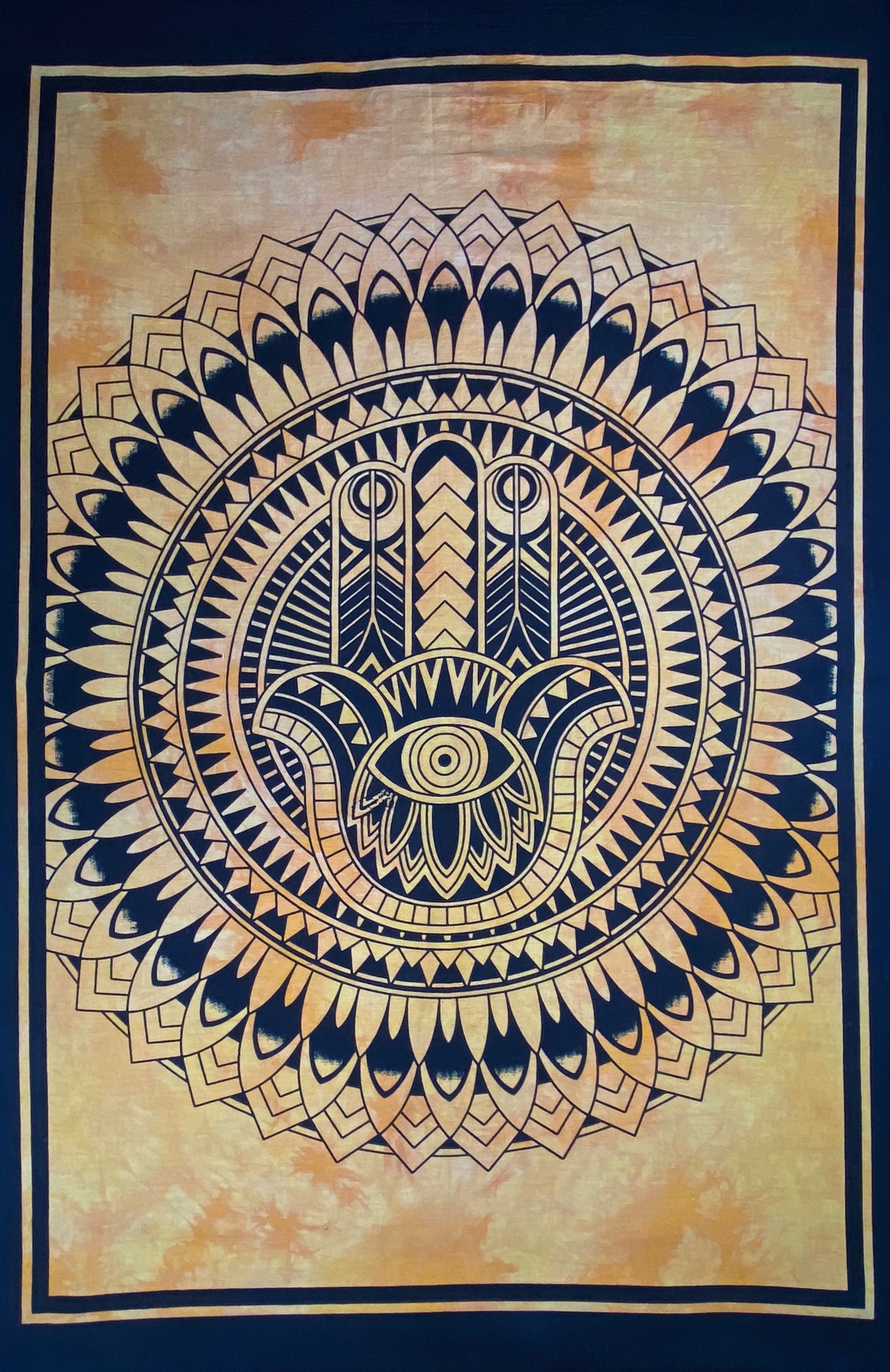 HAMSA HAND TAPESTRY POSTER SIZE YELLOW