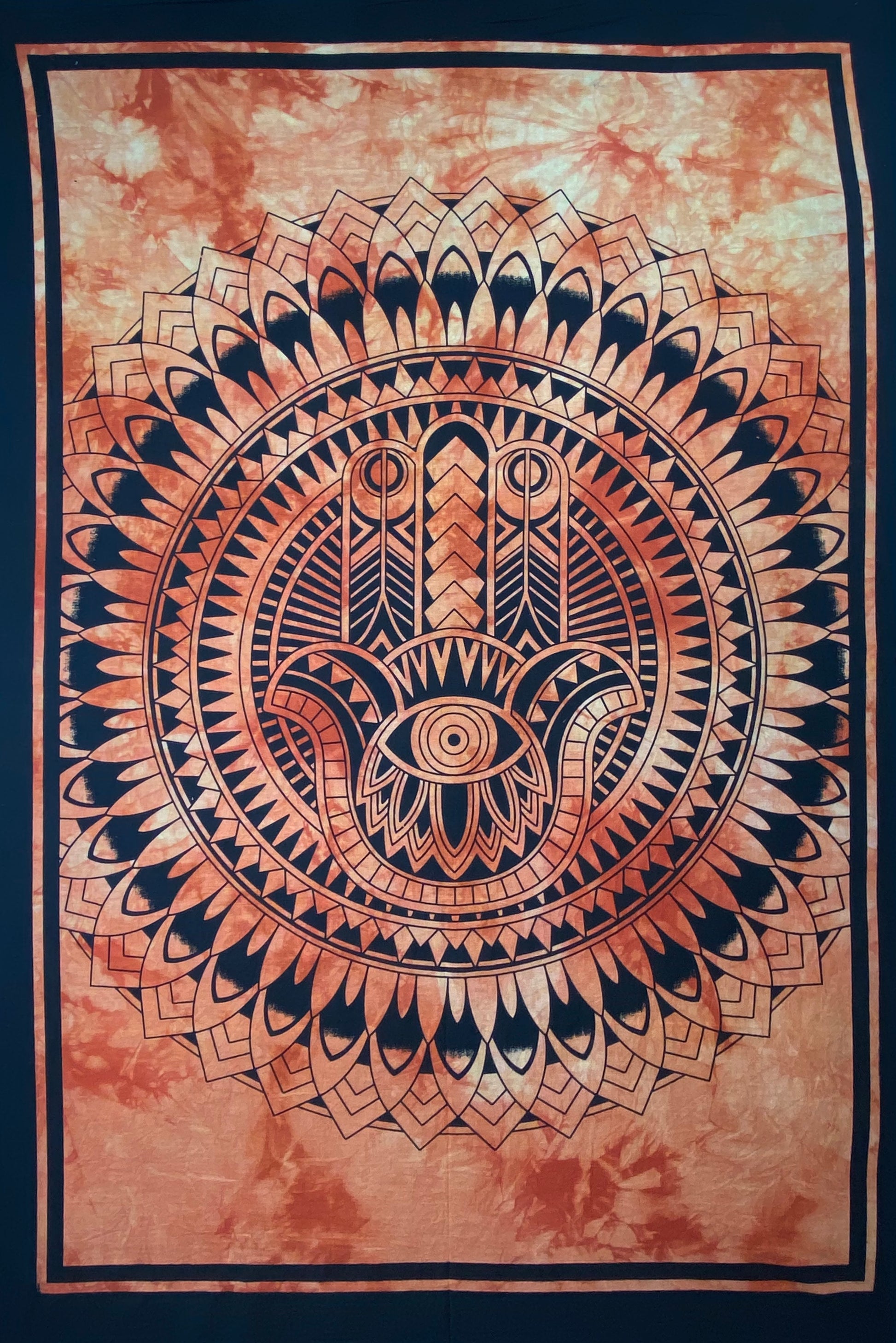 HAMSA HAND TAPESTRY POSTER SIZE ORANGE
