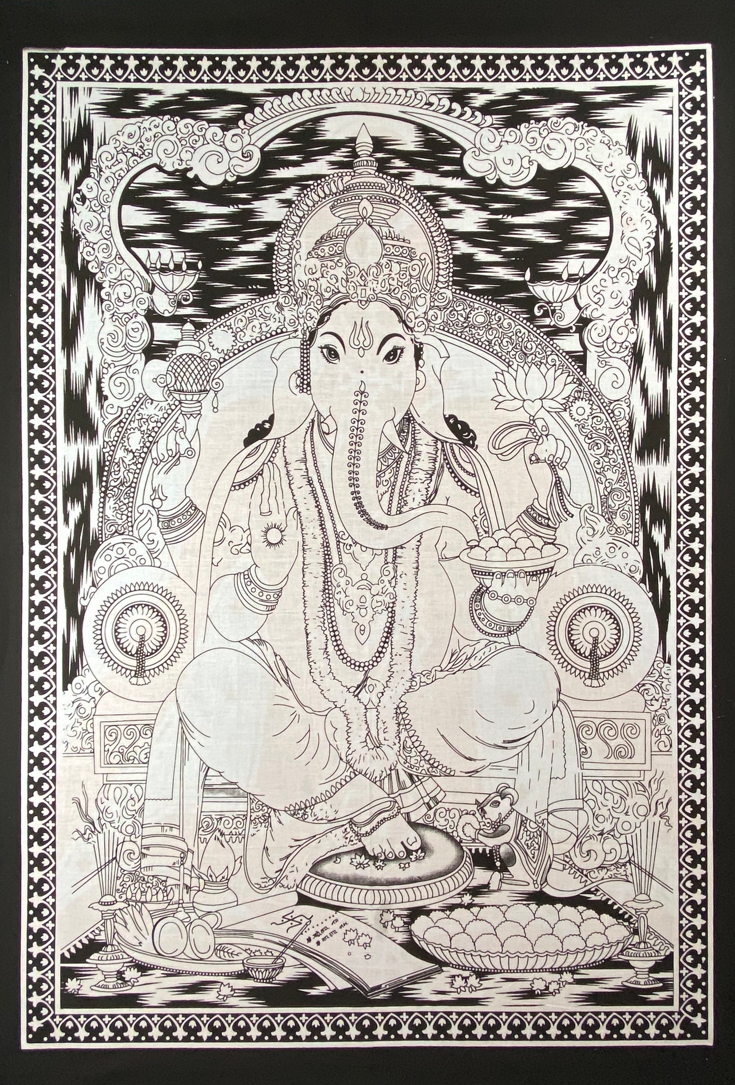 GANESHA TAPESTRY POSTER SIZE WHITE