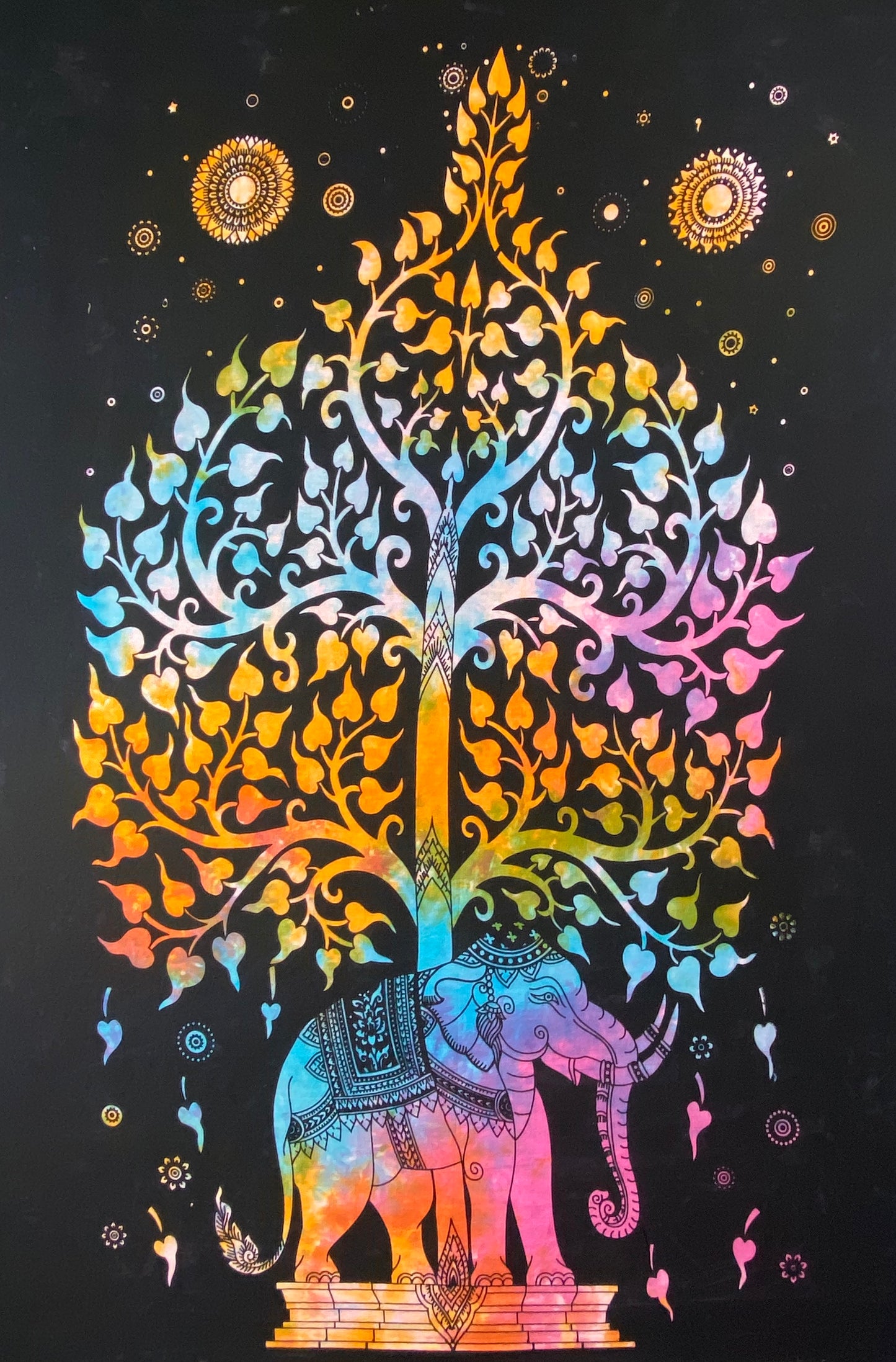ELEPHANT BODHI TREE POSTER SIZE RAINBOW